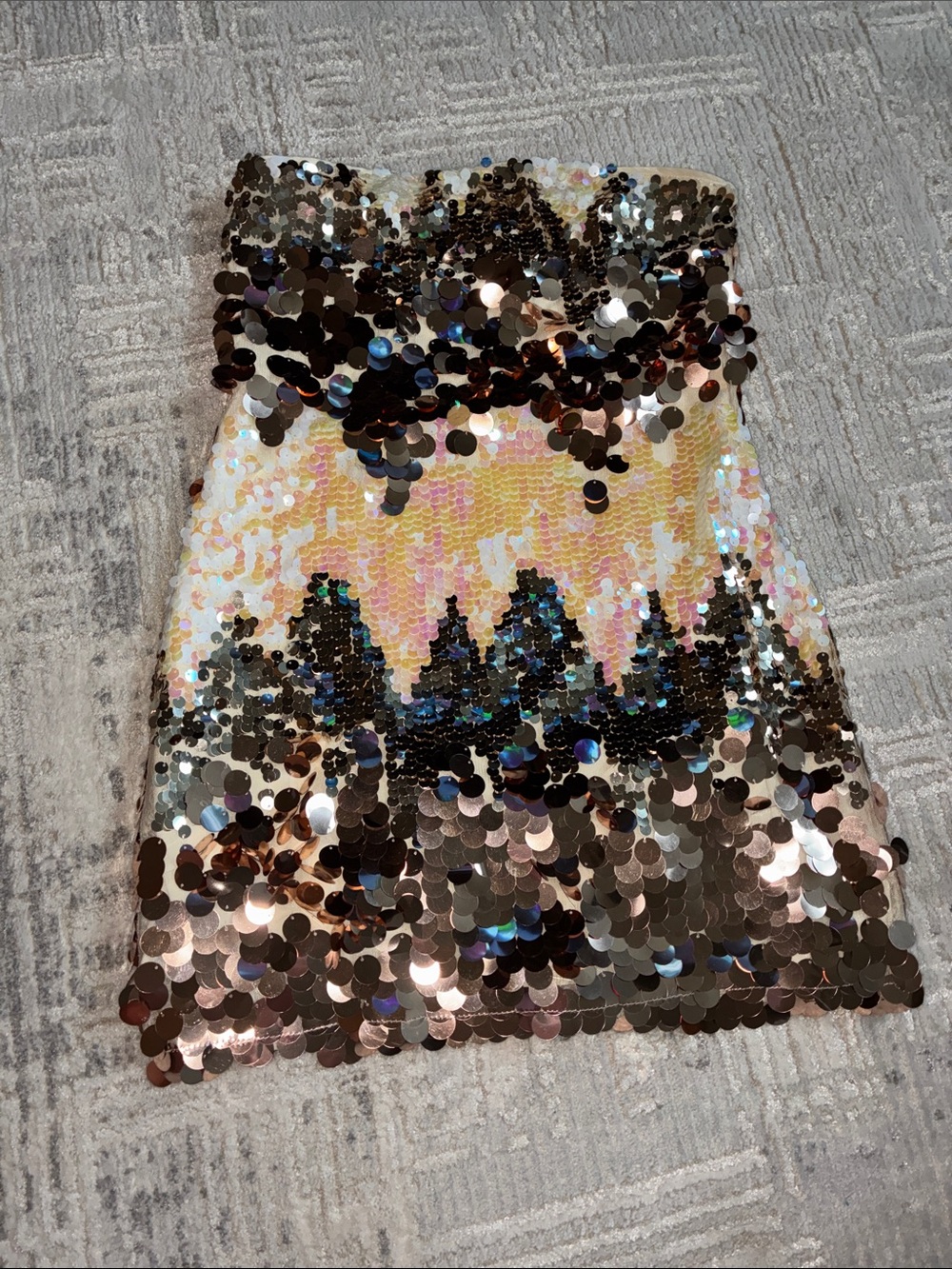 Sequin Mini Skirt in Iridescent Gold and Black